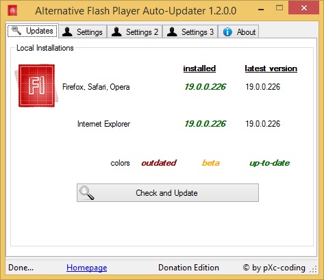 Alternative Flash Player Auto-Updater screen shot