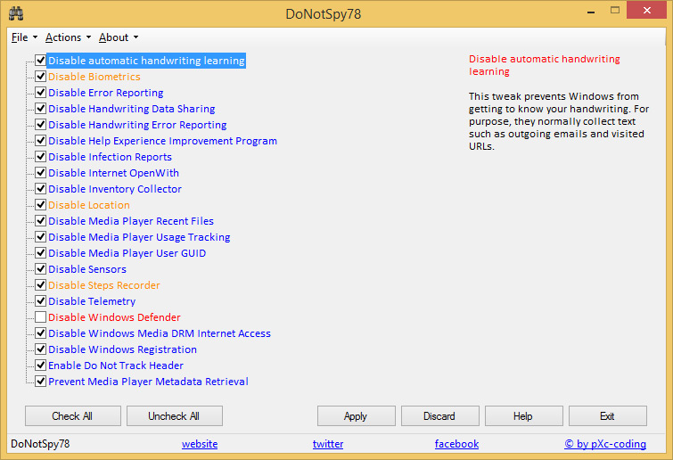 DoNotSpy78 is an antispy for Windows 7, 8 and